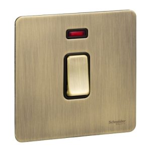 SCHNEIDER 20A 1 Gang DP Switch with Neon Antique Brass