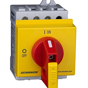 Main switch, 3 pole, 40 A, Emergency-Stop function, Lockable in the 0 (Off) position, rr mounting, with 400 mm metal shaft