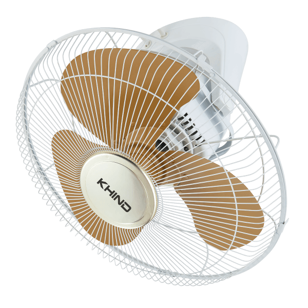KHIND 16″ Auto Fan, 100 % Pure Copper Motor, 3 Leaf Metal Blade, White and Gold-Khind