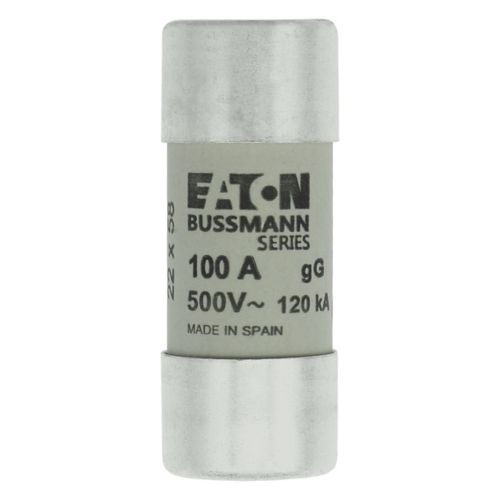 100A, 22 x 58, 500VAC CYLINDRICAL GG FUSE-Eaton