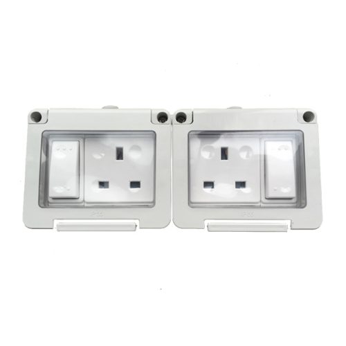 Outdoor Weatherproof Switched Socket 13A 2 Gang IP55- Snowlite