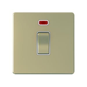 20A 1 Gang Double Pole Gold Switch With Neon - Snowlite