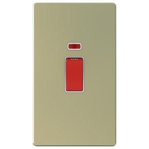 45A 1 Gang Double Pole Gold Switch with Neon3X6 - Snowlite