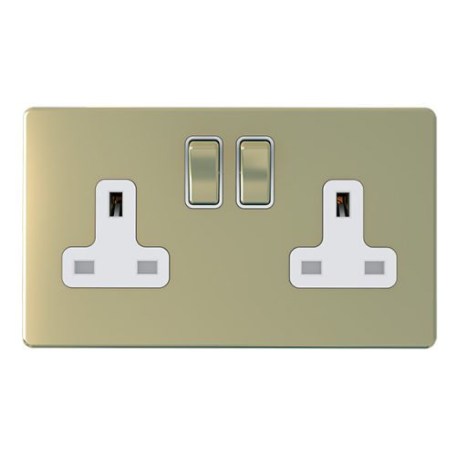 13A 2 Gang Switch socket Double Pole Gold – Snowlite