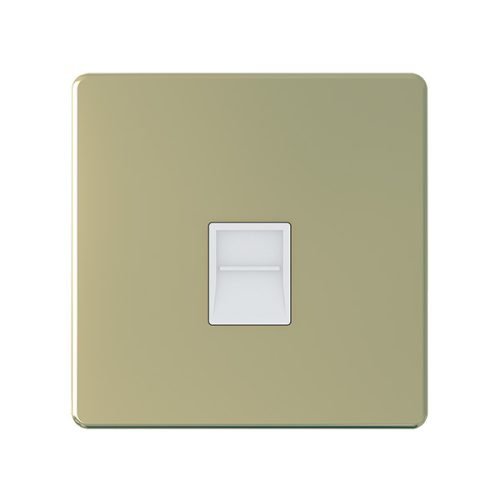 Data Socket with Shutter 1 Way RJ 45 Gold- Snowlite