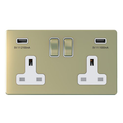 13A 2 Gang USB Switched Socket USB Output 3.1Amp – Snowlite