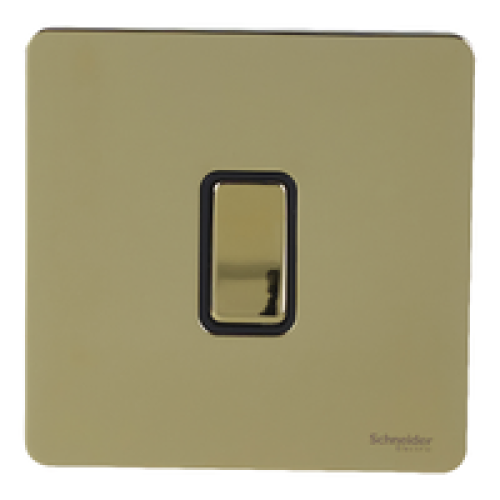 SCHNEIDER 16Ax 1 Gang Bell Switch Polished Brass-Schneider