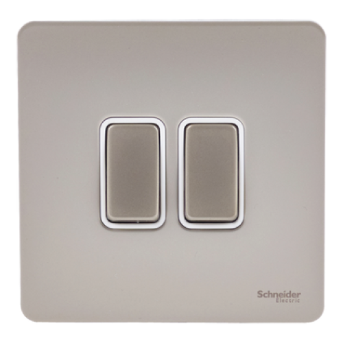 SCHNEIDER 10A 4 Gang 2 W Switch(3×6) Pearl Nickel-Schneider