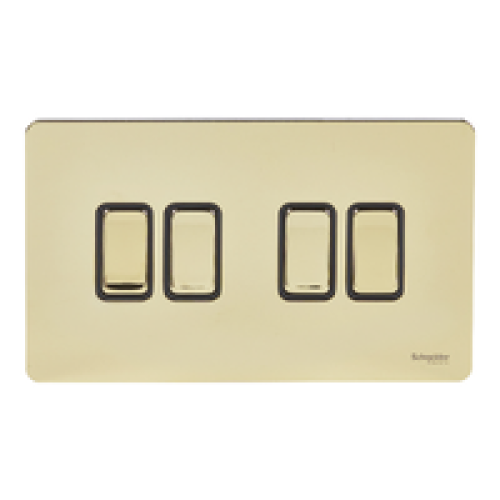 SCHNEIDER 10A 4 Gang 2 W Switch(3×6) Polished Brass-Schneider