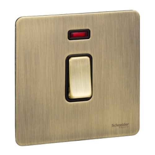 SCHNEIDER 20A 1 Gang DP Switch with Neon Antique Brass-Schneider
