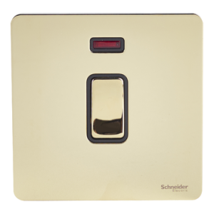 SCHNEIDER 20A 1 Gang DP Switch with Neon Polished Brass