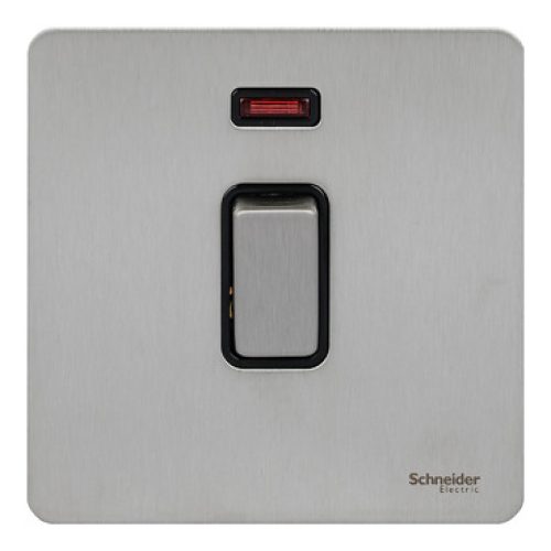 SCHNEIDER 20A 1 Gang DP Switch with Neon Stainless Steel-Schneider