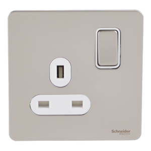 SCHNEIDER 13A 1G Switched Socket Pearl Nickel