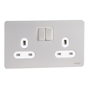 SCHNEIDER 13A 2G Switched Socket Pearl Nickel
