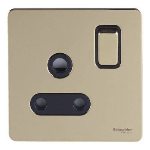 SCHNEIDER 15A 1G Switch Socket Polished Brass-Schneider