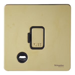 SCHNEIDER 13A UnSwitched FCU With Flex Outlet Polished Brass