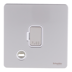 SCHNEIDER 13A UnSwitched FCU With Flex Outlet Pearl Nickel