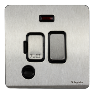 SCHNEIDER 13A DP Switched FCU With Neon and Flex Stainless Steel