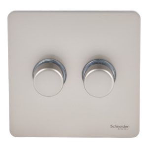 SCHNEIDER 2G 2W 250W Push Dimmer Pearl Nickel