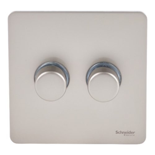 SCHNEIDER 2G 2W 250W Push Dimmer Pearl Nickel-Schneider