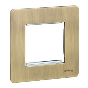 SCHNEIDER 2Gang Euro Plate  Antique Brass