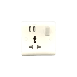 13A 1 Gang Switched Multi Function socket with USB - Snowlite