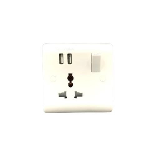 13A 1 Gang Switched Multi Function socket with USB – Snowlite