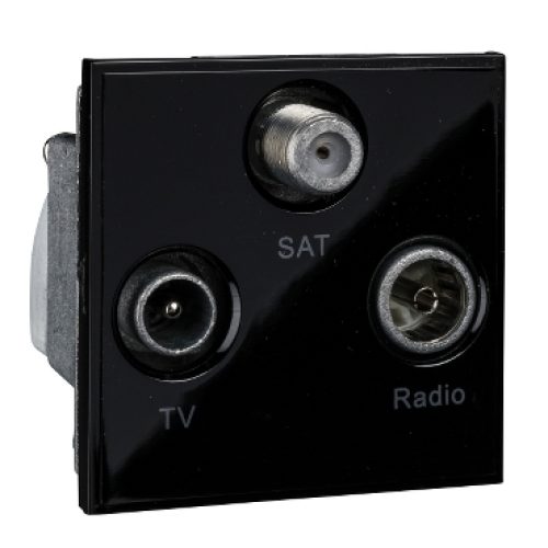 SCHNEIDER TV FM/SA 2 Gang Euro Module Stainless Steel-Schneider