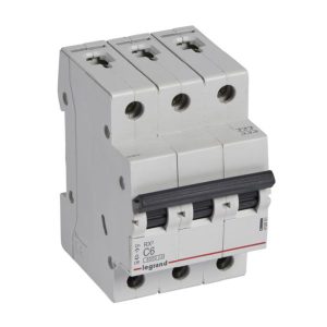 LEGRAND MCB RX 6000 - 3P - 400V~ - 6A - C curve - 6000A capacity - IP20 - prong-type busbars
