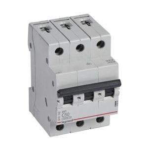 LEGRAND MCB RX 6000 - 3P 400V~ 50A C curve - 6000A break - IP20 - prong-type busbars
