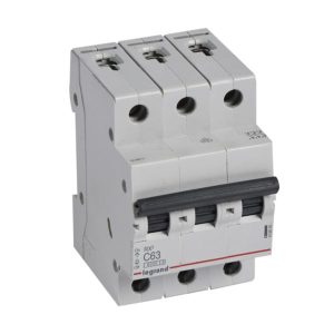 LEGRAND MCB RX 6000 - 3P - 400V~ - 63A - C curve - 6000A capacity - IP20 - fingerproof safety