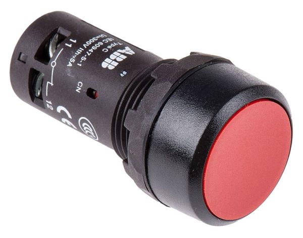 Pushbutton, flush, black, momentary