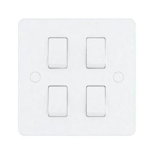 10A Switch 4 Gang 1 Way - Snowlite