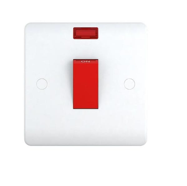 45A 1 Gang Double Pole Switch with Neon(3X3) - Snowlite