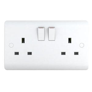 13A 2 Gang Switch socket Double Pole - Snowlite