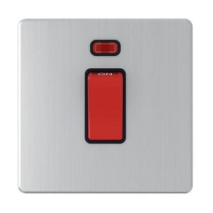 1 Gang Double Pole Silver Switch with Neon 3X3 45A - Snowlite
