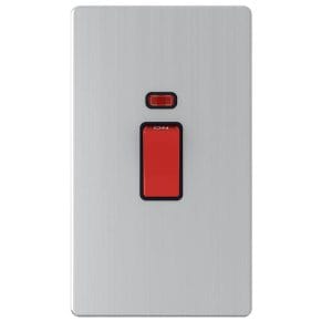 1 Gang Double Pole Silver Switch with Neon 3X6 45A - Snowlite