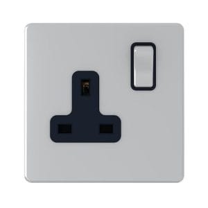 1 Gang Silver Switch socket Single Pole 13A - Snowlite