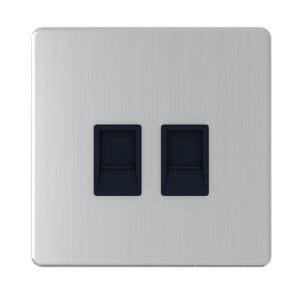 2 Gang Data Socket RJ45 Cat6 Silver - Snowlite