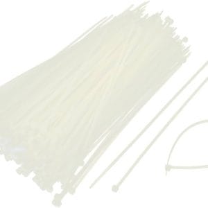 Volt Cable Tie (250mm x 3.6mm) ,Pack of 100, Nylon Zip Ties, Self Locking Mechanism, Black and White-Volt